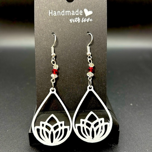 Lotus Teardrop Earrings - Picture 1 of 6